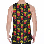 Cartoon French Fries Pattern Print Men's Velvet Tank Top