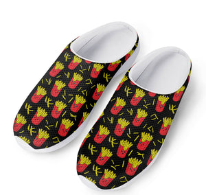 Cartoon French Fries Pattern Print Mesh Casual Shoes