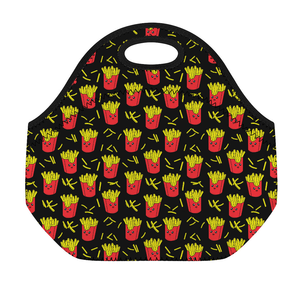 Cartoon French Fries Pattern Print Neoprene Lunch Bag