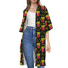 Cartoon French Fries Pattern Print Open Front Beach Cover Up