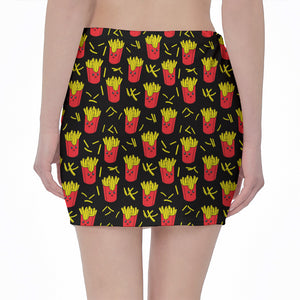 Cartoon French Fries Pattern Print Pencil Mini Skirt