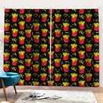 Cartoon French Fries Pattern Print Pencil Pleat Curtains