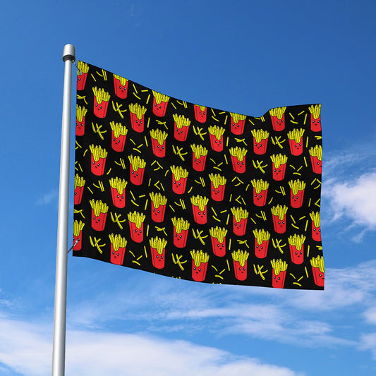 Cartoon French Fries Pattern Print Polyester Flag
