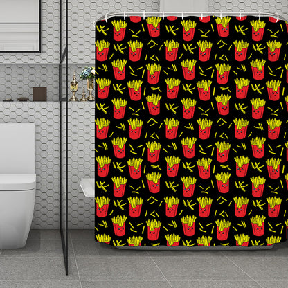Cartoon French Fries Pattern Print Polyester Shower Curtain