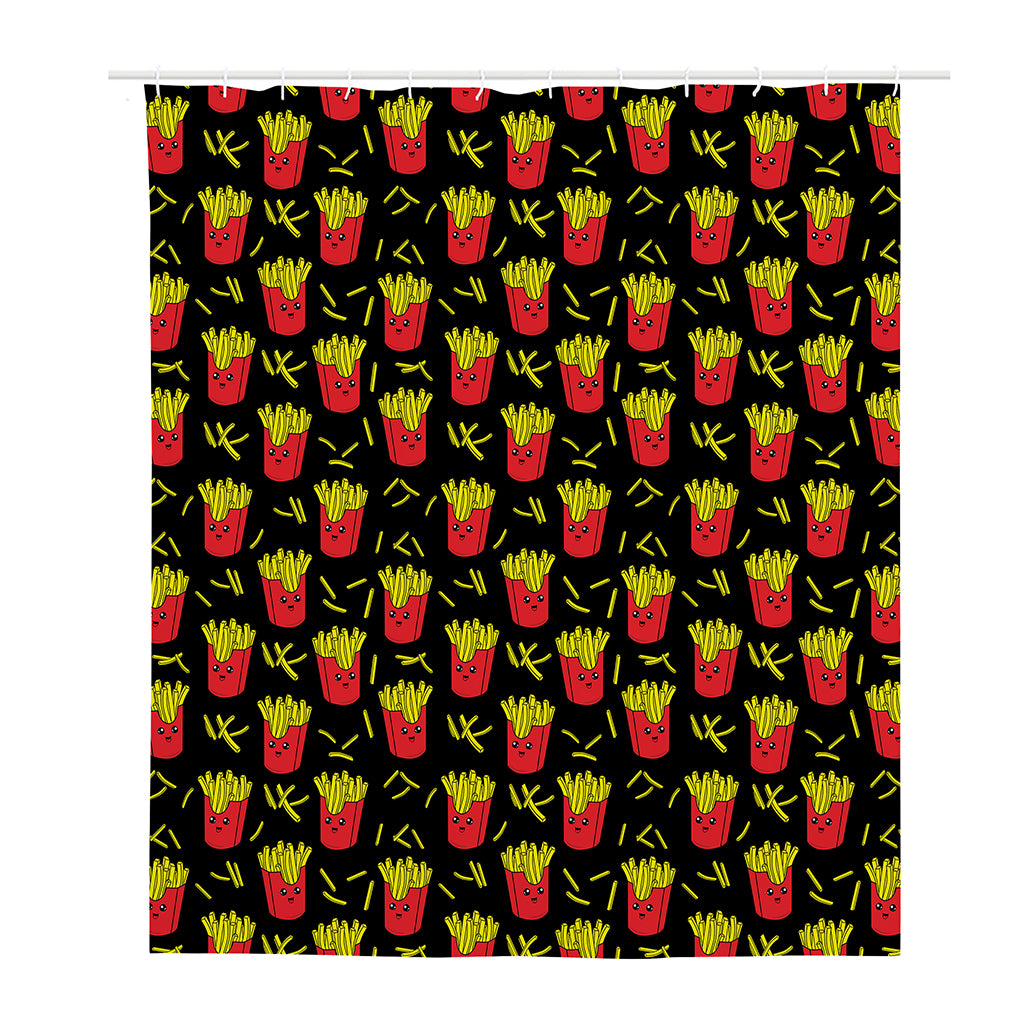 Cartoon French Fries Pattern Print Polyester Shower Curtain