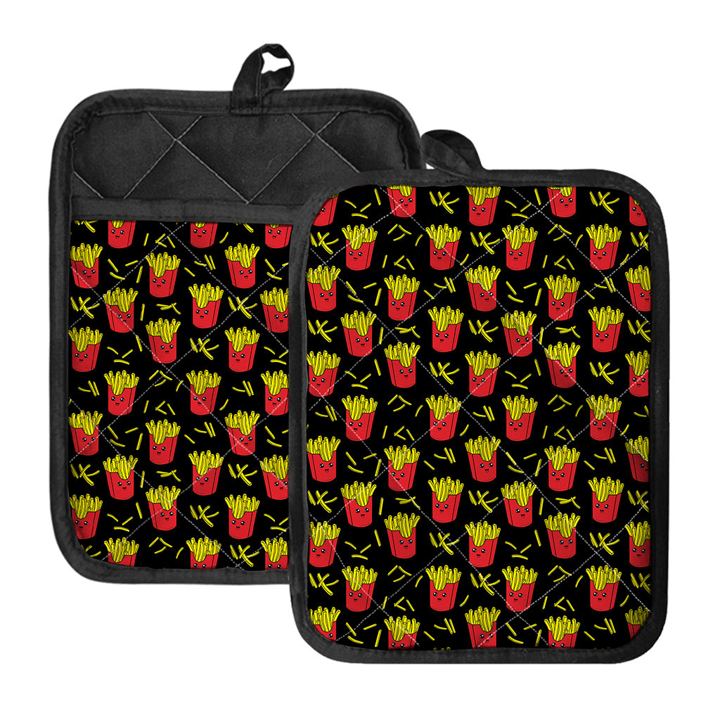 Cartoon French Fries Pattern Print Pot Holders With Pocket