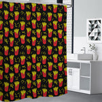 Cartoon French Fries Pattern Print Premium Shower Curtain