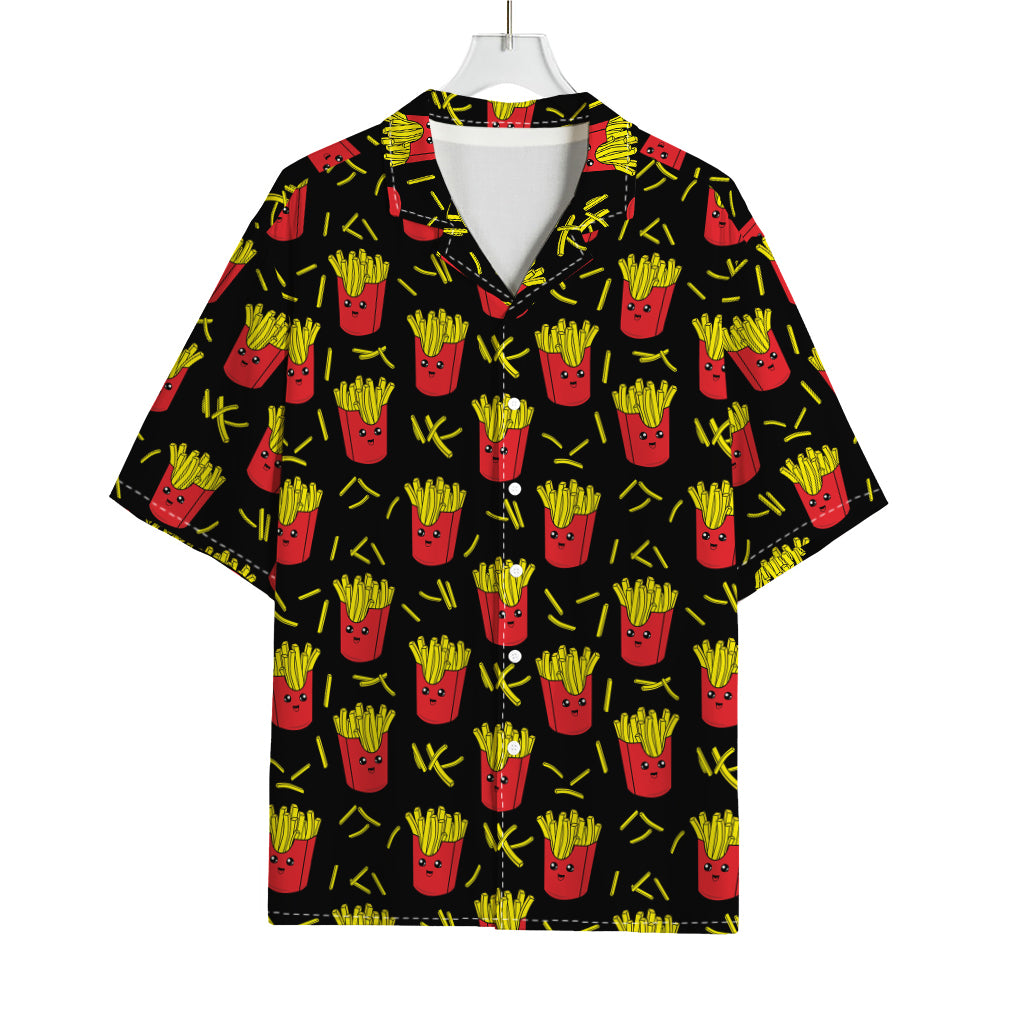 Cartoon French Fries Pattern Print Rayon Hawaiian Shirt