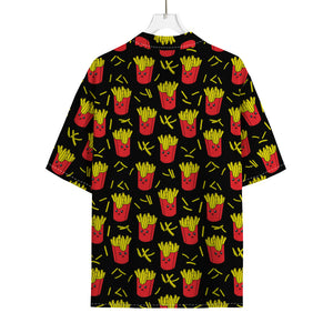 Cartoon French Fries Pattern Print Rayon Hawaiian Shirt