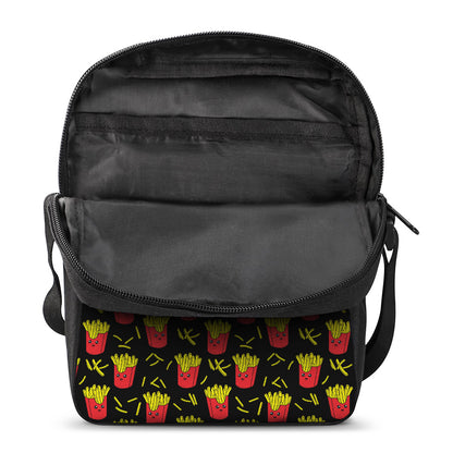 Cartoon French Fries Pattern Print Rectangular Crossbody Bag