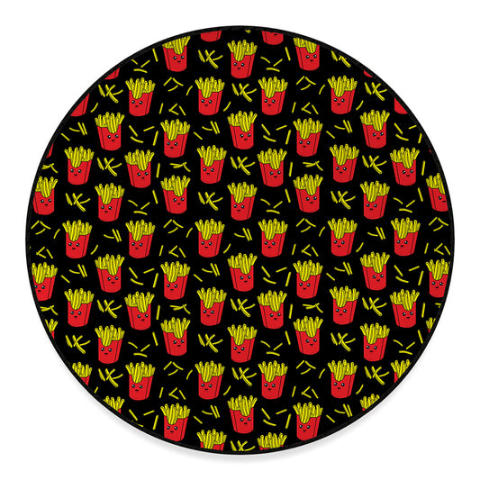 Cartoon French Fries Pattern Print Round Floor Mat