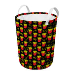 Cartoon French Fries Pattern Print Round Laundry Basket