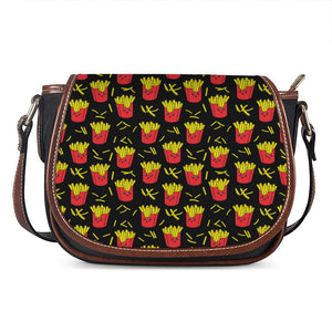 Cartoon French Fries Pattern Print Saddle Bag