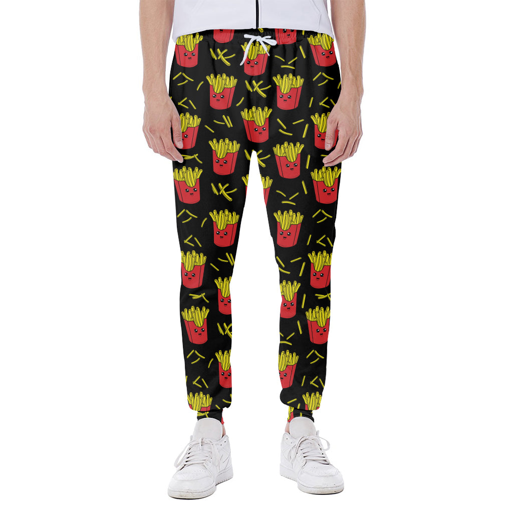 Cartoon French Fries Pattern Print Scuba Joggers