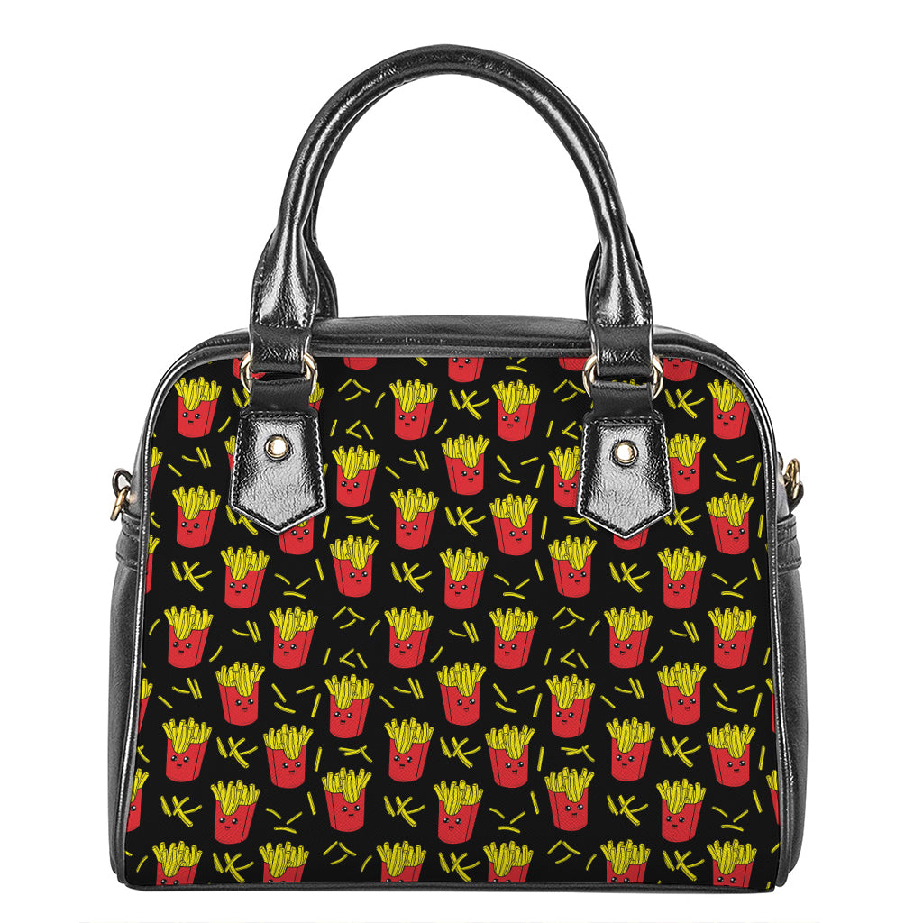 Cartoon French Fries Pattern Print Shoulder Handbag