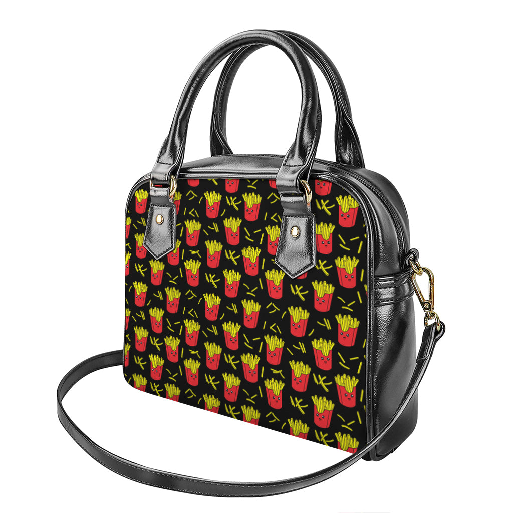 Cartoon French Fries Pattern Print Shoulder Handbag