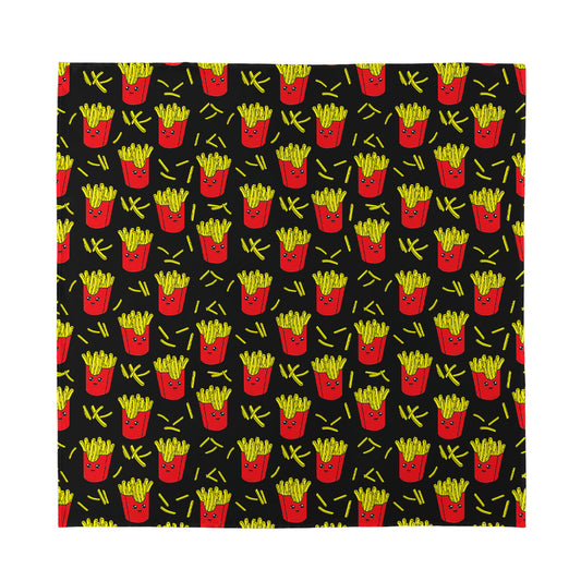 Cartoon French Fries Pattern Print Silk Bandana