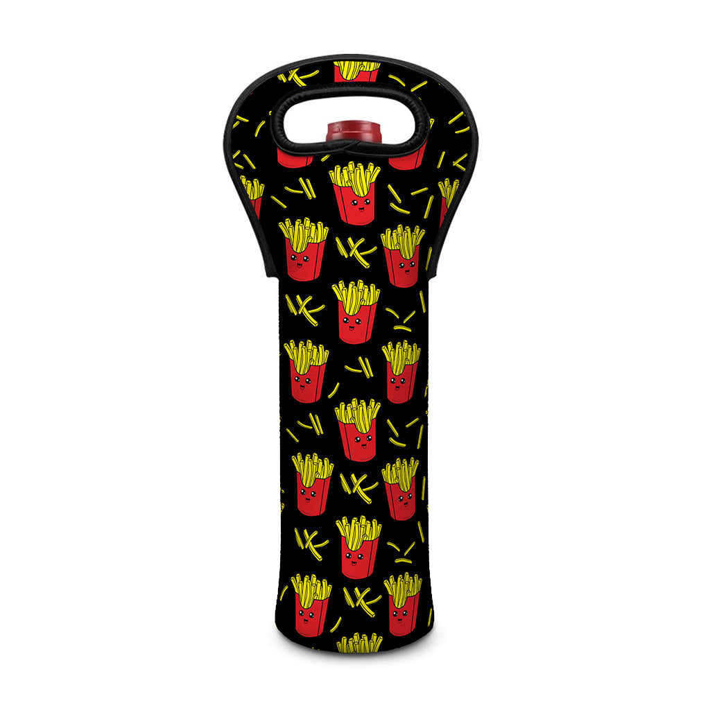 Cartoon French Fries Pattern Print Single Neoprene Wine Tote