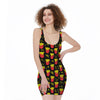 Cartoon French Fries Pattern Print Sleeveless Bodycon Dress