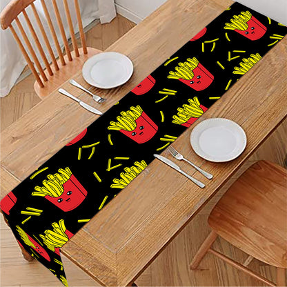 Cartoon French Fries Pattern Print Table Runner