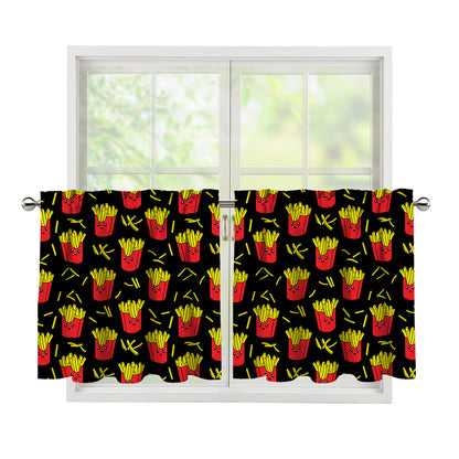 Cartoon French Fries Pattern Print Tier Curtains