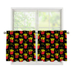 Cartoon French Fries Pattern Print Tier Curtains