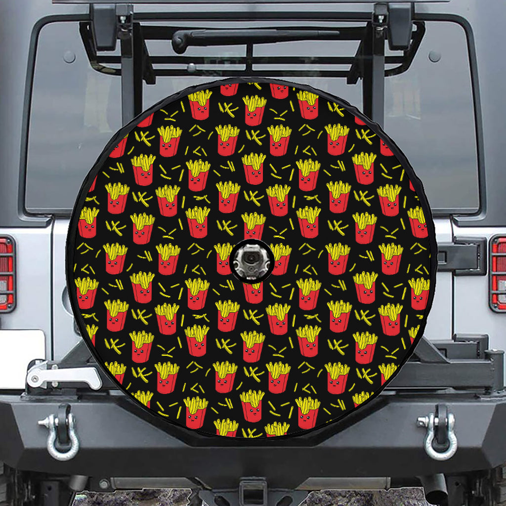 Cartoon French Fries Pattern Print Tire Cover With Camera Hole