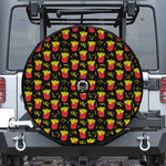 Cartoon French Fries Pattern Print Tire Cover With Camera Hole