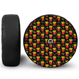 Cartoon French Fries Pattern Print Tire Cover With Camera Hole