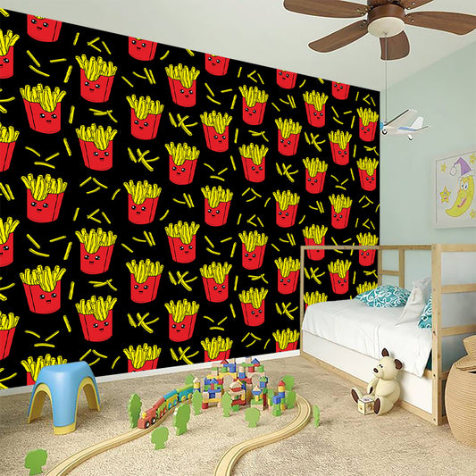Cartoon French Fries Pattern Print Wall Sticker