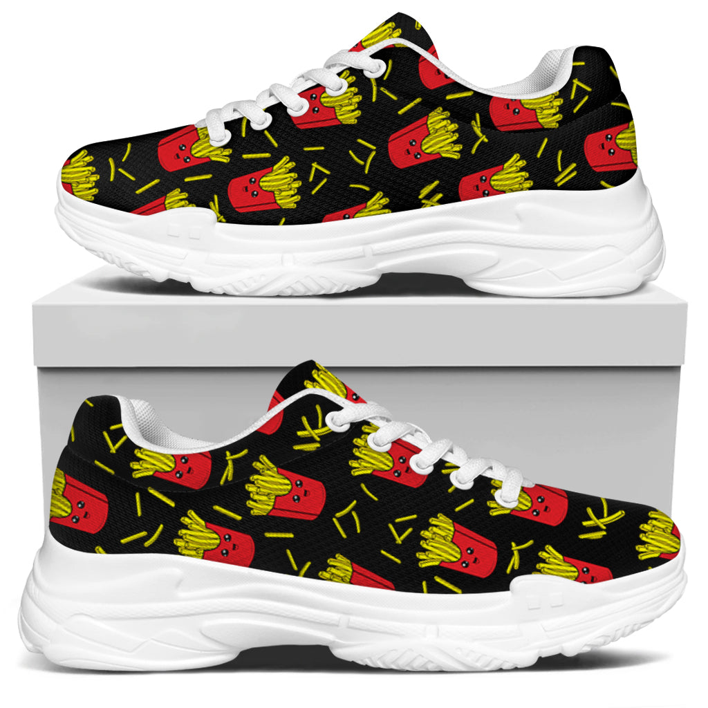 Cartoon French Fries Pattern Print White Chunky Shoes