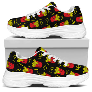 Cartoon French Fries Pattern Print White Chunky Shoes