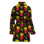 Cartoon French Fries Pattern Print Women's Bathrobe