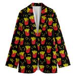 Cartoon French Fries Pattern Print Women's Blazer