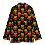 Cartoon French Fries Pattern Print Women's Blazer