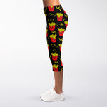 Cartoon French Fries Pattern Print Women's Capri Leggings