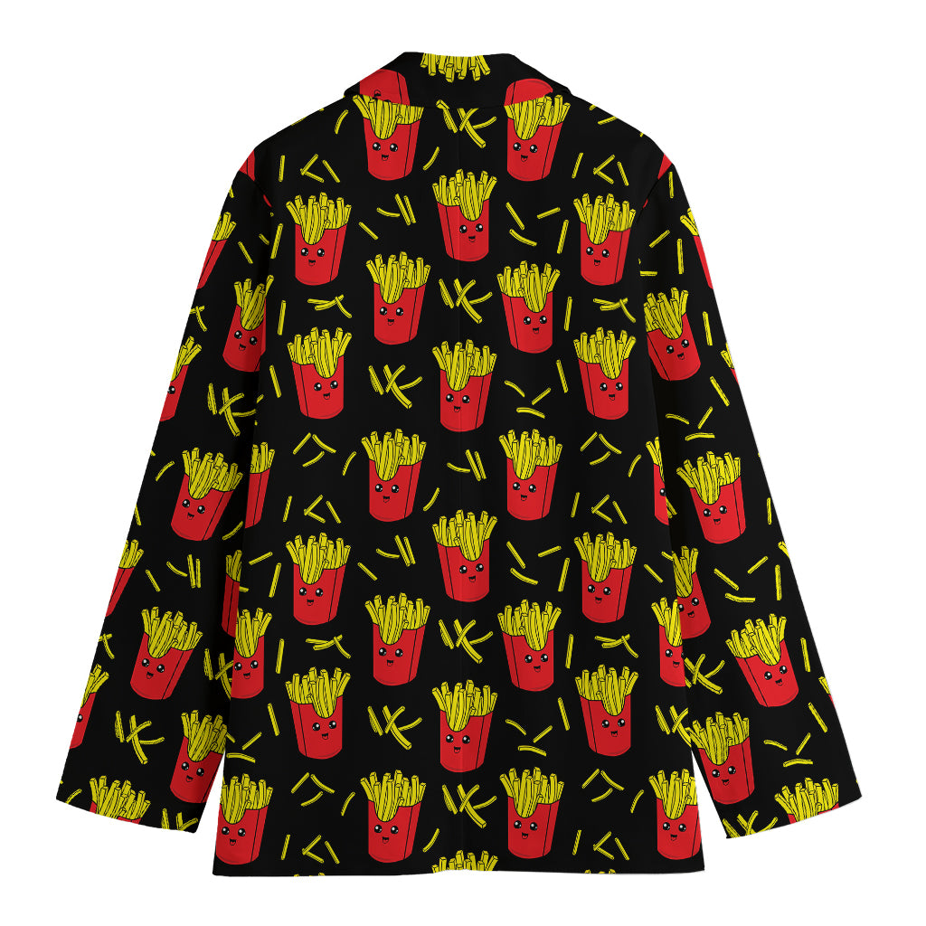 Cartoon French Fries Pattern Print Women's Cotton Blazer