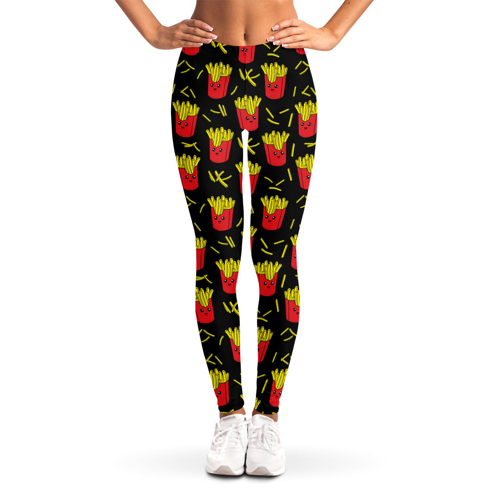 Cartoon French Fries Pattern Print Women's Leggings