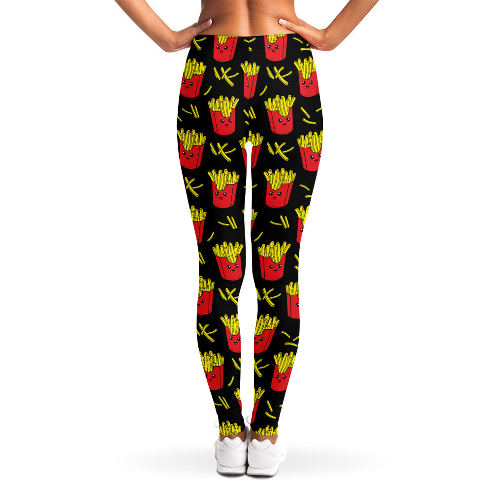 Cartoon French Fries Pattern Print Women's Leggings