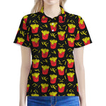 Cartoon French Fries Pattern Print Women's Polo Shirt