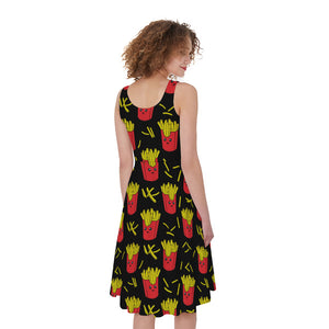 Cartoon French Fries Pattern Print Women's Sleeveless Dress