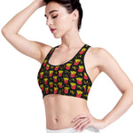 Cartoon French Fries Pattern Print Women's Sports Bra