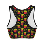 Cartoon French Fries Pattern Print Women's Sports Bra