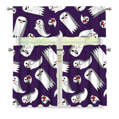 Cartoon Ghost Pattern Print 3 Piece Kitchen Curtains