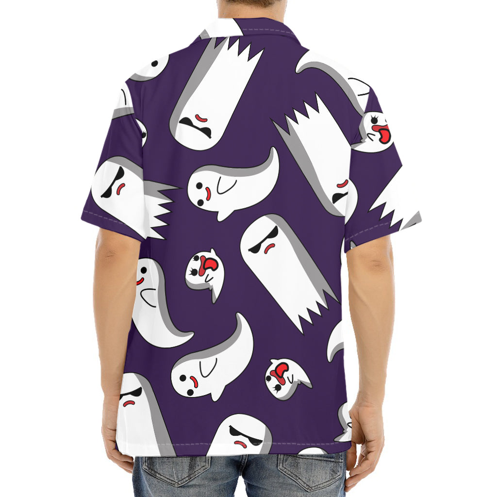Cartoon Ghost Pattern Print Aloha Shirt