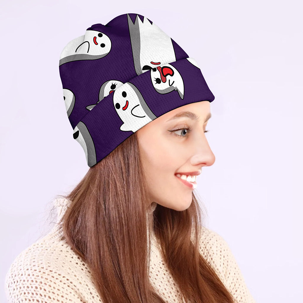 Cartoon Ghost Pattern Print Beanie