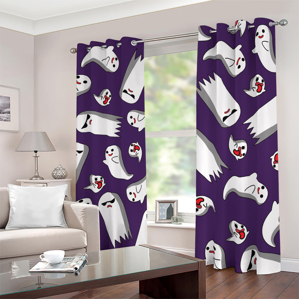 Cartoon Ghost Pattern Print Blackout Grommet Curtains