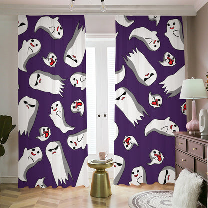 Cartoon Ghost Pattern Print Blackout Pencil Pleat Curtains