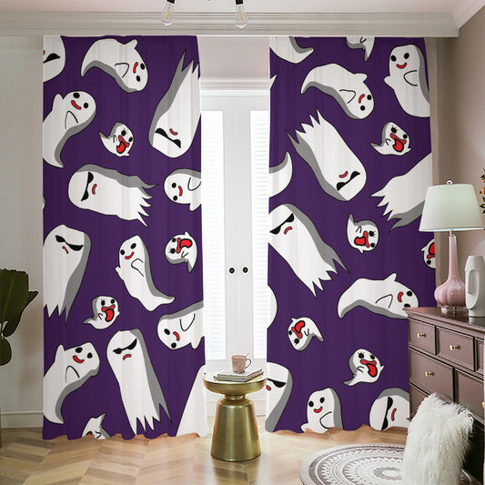 Cartoon Ghost Pattern Print Blackout Pencil Pleat Curtains