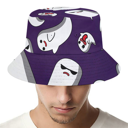 Cartoon Ghost Pattern Print Bucket Hat